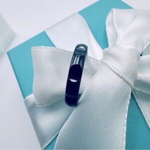 Tiffany & Co. 4 mm Groove Band Ring in Titanium Size 9 with Packaging